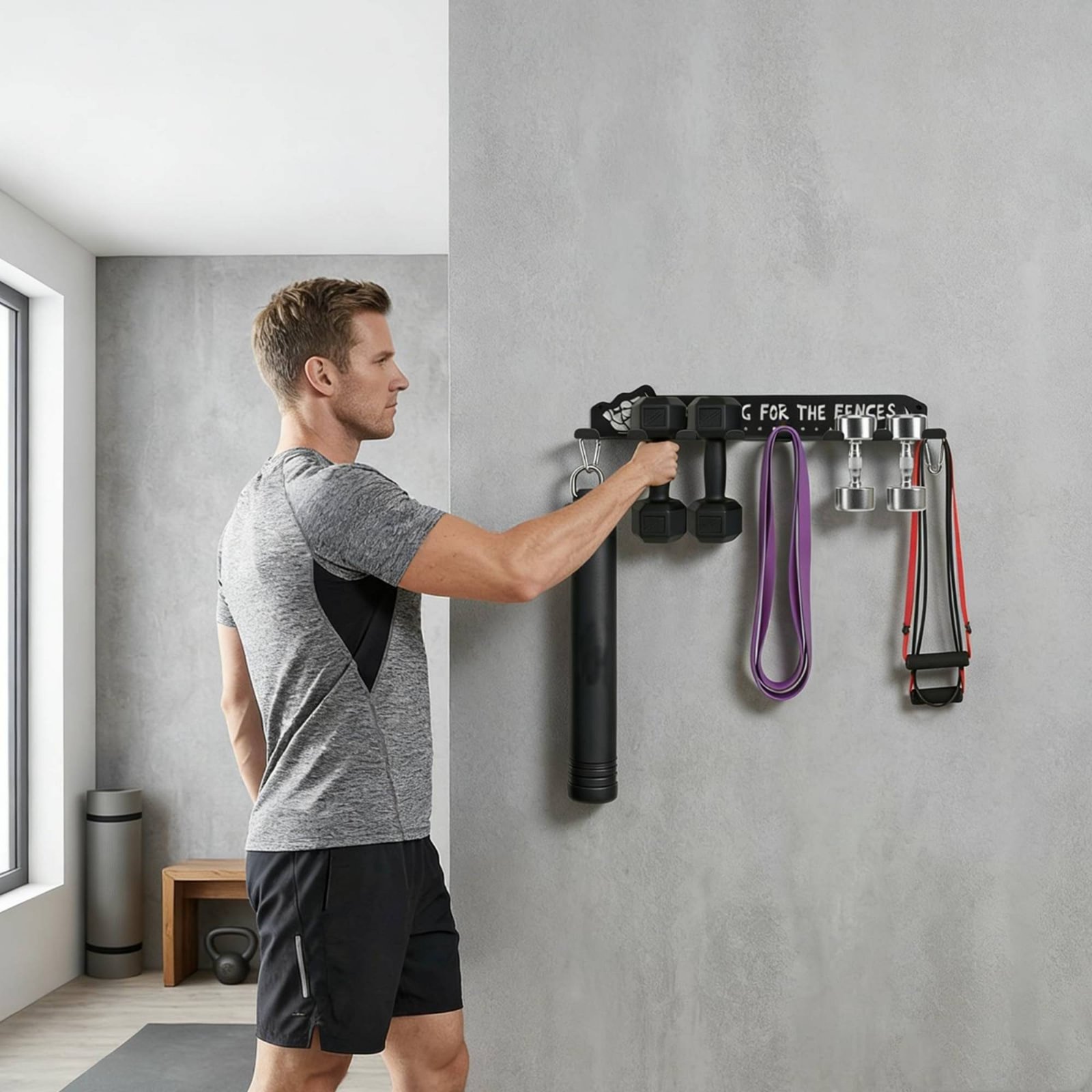 Sports Equipment Garage Organizer - ชั้นวางอุปกรณ์กีฬา 8 ตะขอ แบบแข็งแรงทนทาน ทำจากโลหะ สำหรับจัดเก็บอุปกรณ์กีฬา