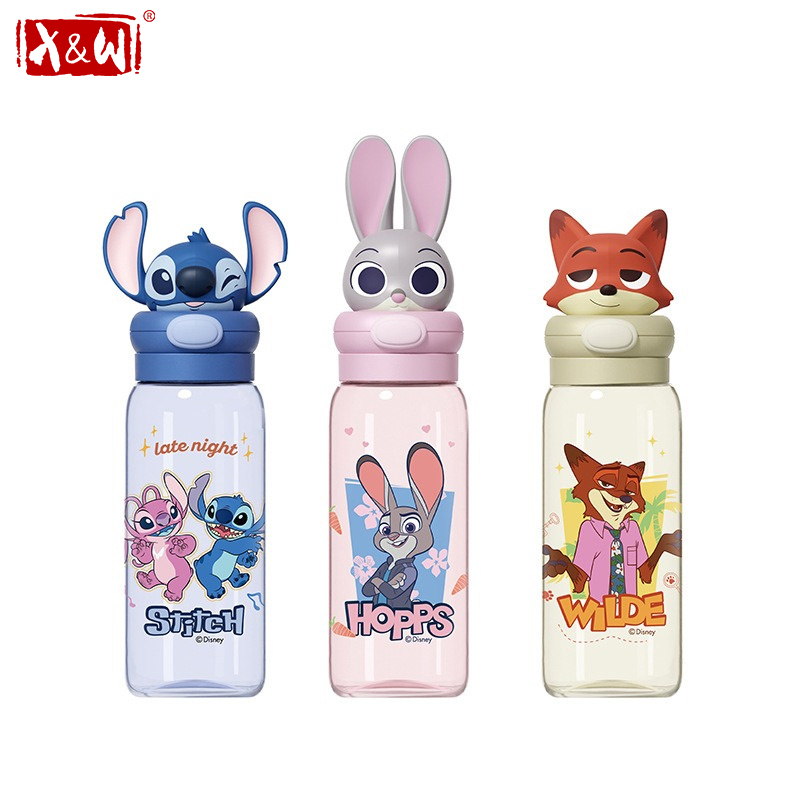 Xin Sports Equipment - ขวดน้ำพกพา X&W สำหรับดิสนีย์ 550 มล. ฝาปิดลายการ์ตูน