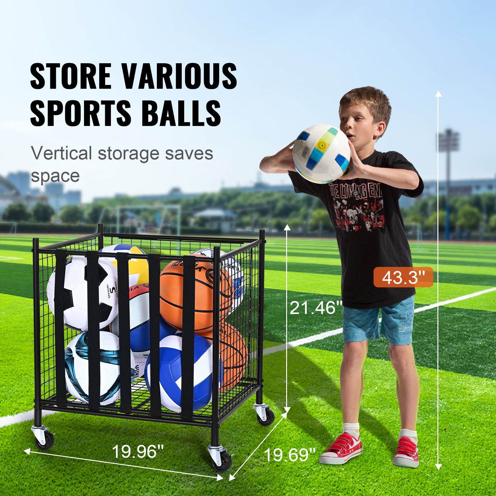 รถเข็นเก็บลูกบอลกีฬาแบบม้วนได้ - Sports Equipment Garage Organizer บทวิจารณ์และราคา