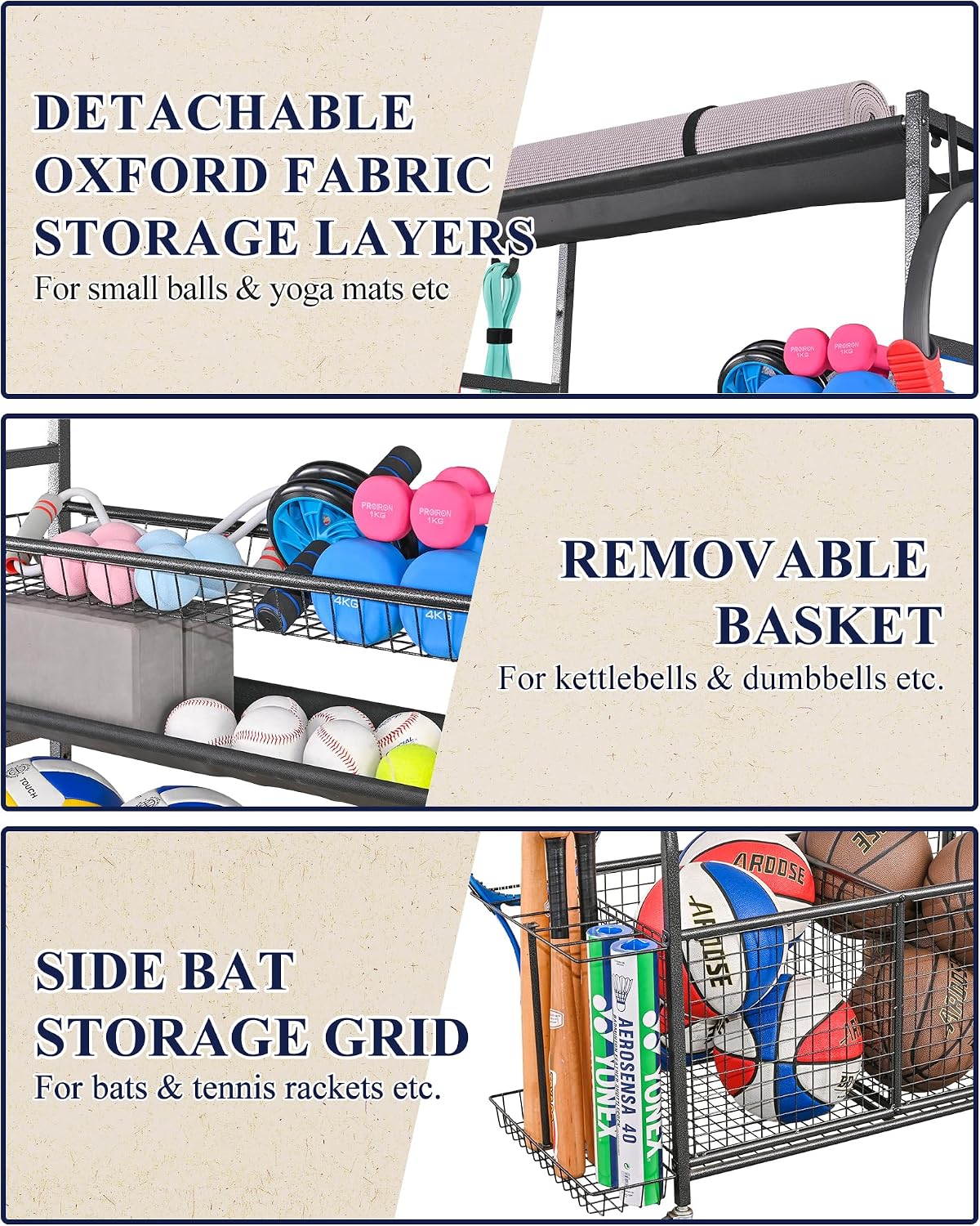 ที่จัดเก็บอุปกรณ์กีฬาในโรงรถ,  - Sports Equipment Garage Organizer บทวิจารณ์และราคา